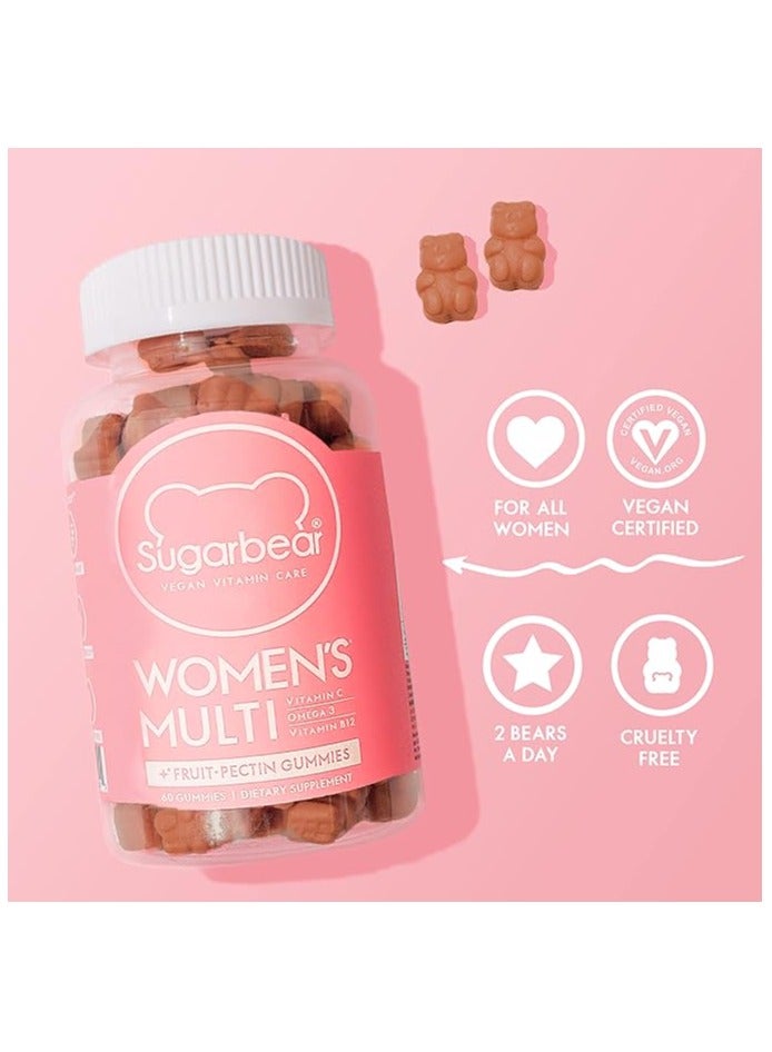 SugarBear Women's Multivitamin Chewables Collagen Booster Vegan Blend With Glutathione Omega 3 Gummy Supplements 60 Gum - Image 2